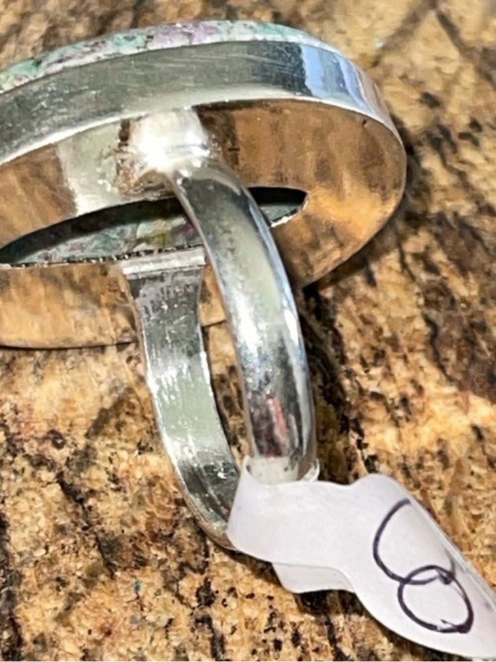 Sterling Silver 925 Tone Oval Turquoise Inlay Ring